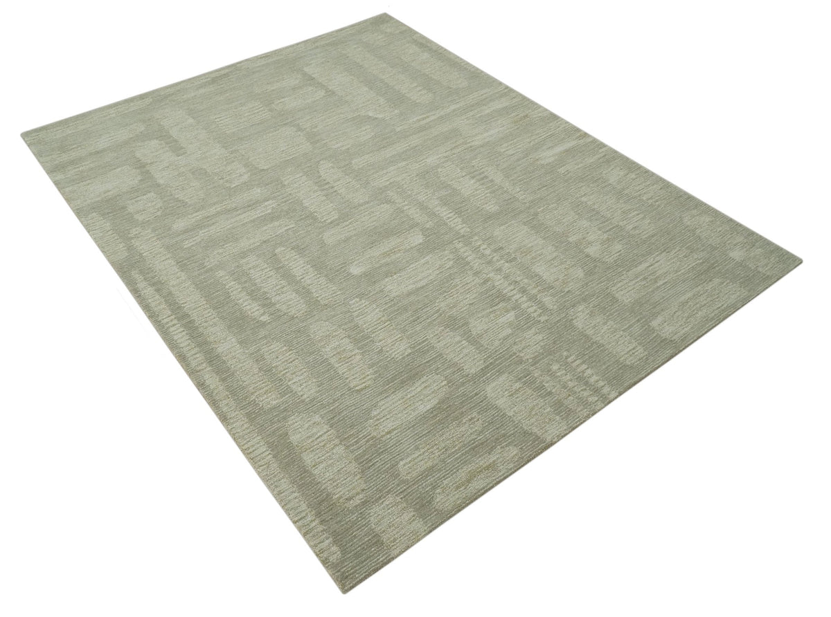 Modern Contemporarry Olive and Ivory Hand Tufted Custom Made wool rug.