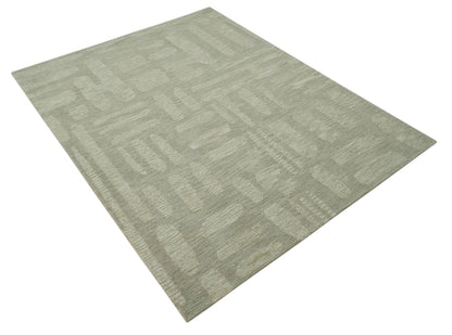 Modern Contemporarry Olive and Ivory Hand Tufted Custom Made wool rug.