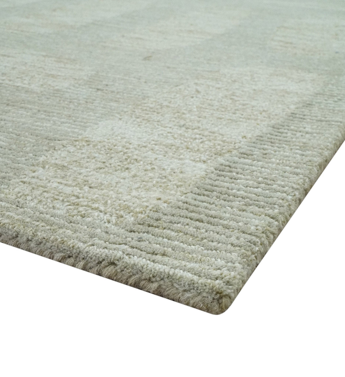 Modern Contemporarry Olive and Ivory Hand Tufted Custom Made wool rug.