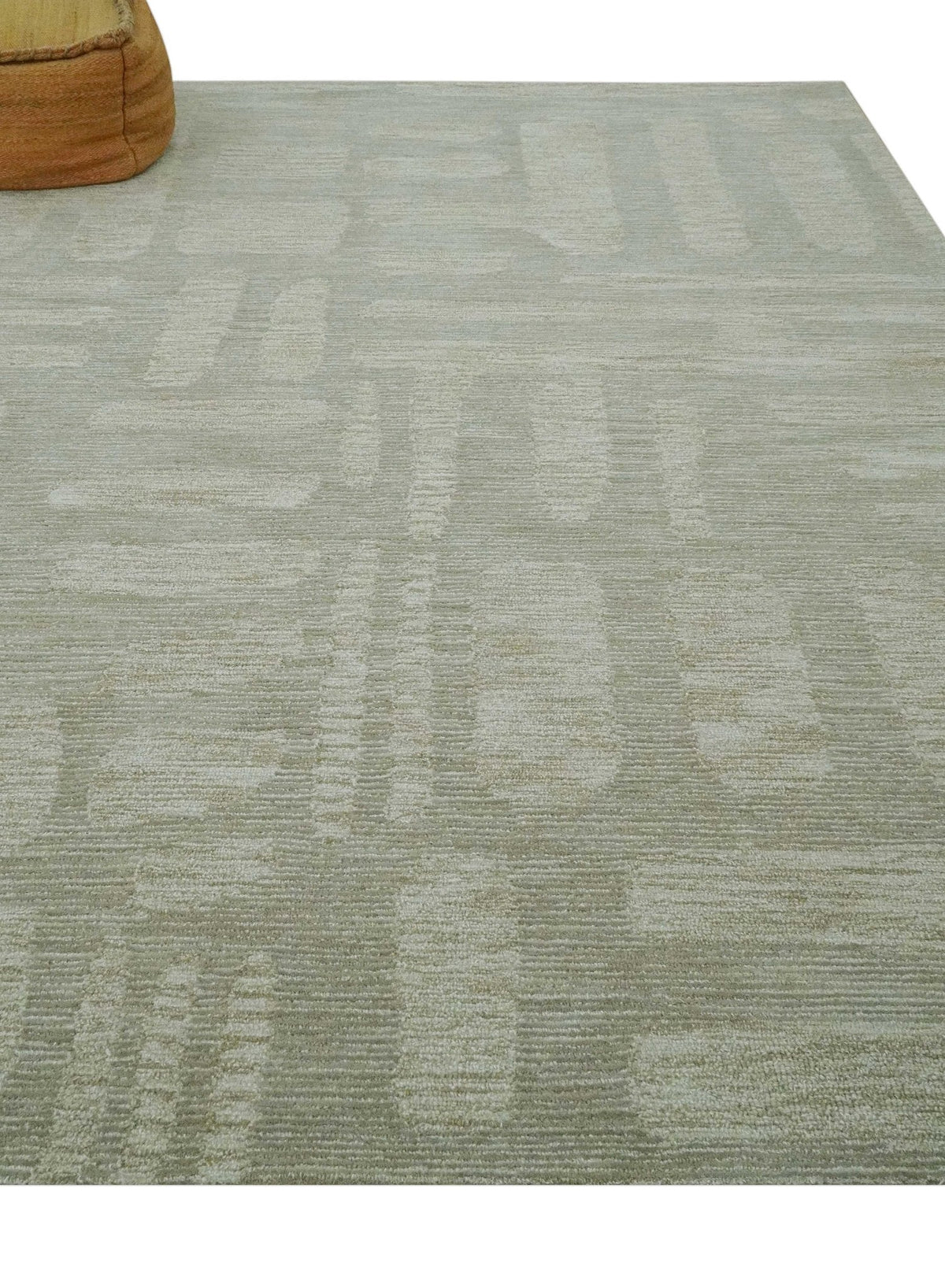 Modern Contemporarry Olive and Ivory Hand Tufted Custom Made wool rug.