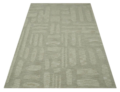 Modern Contemporarry Olive and Ivory Hand Tufted Custom Made wool rug.