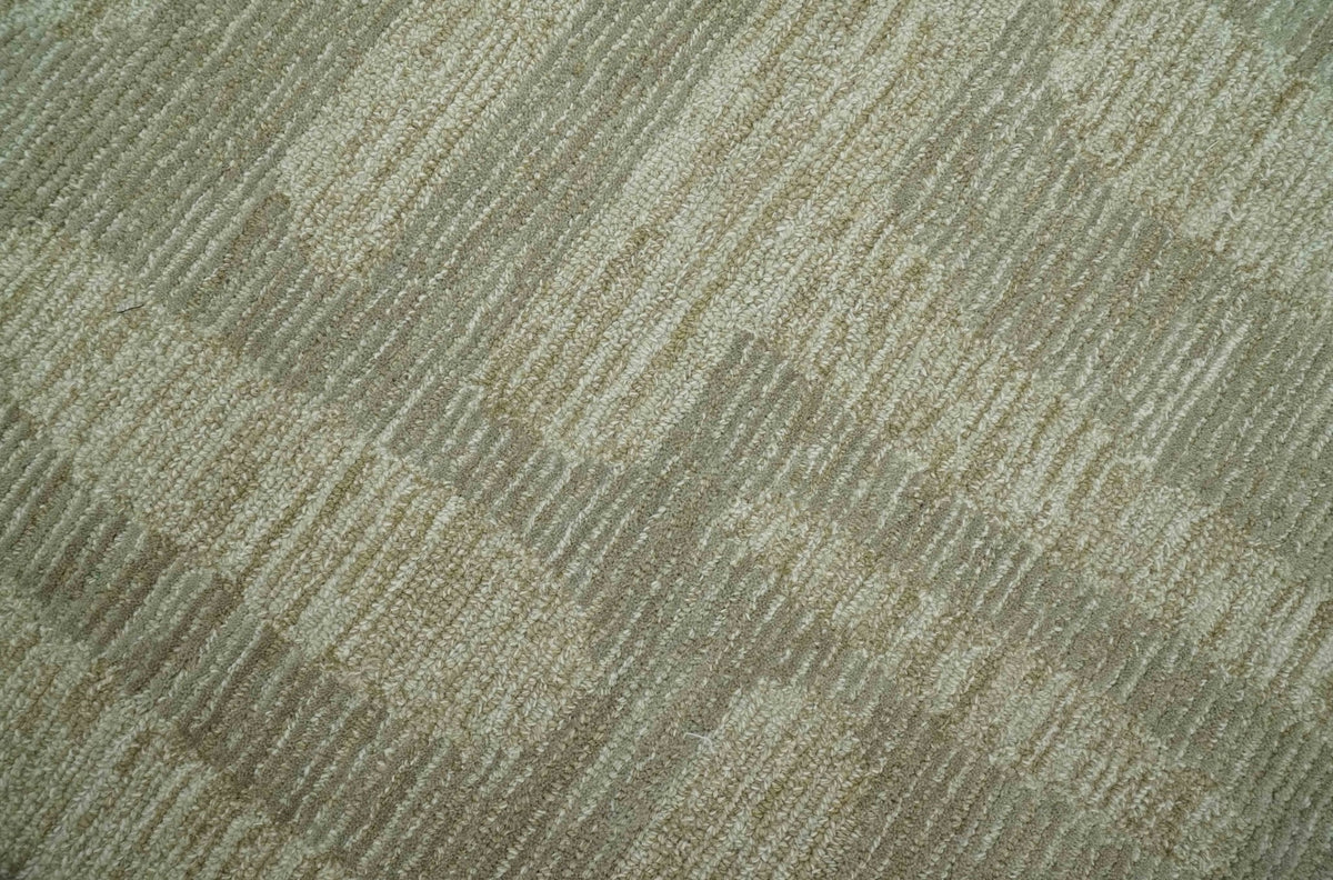 Modern Contemporarry Olive and Ivory Hand Tufted Custom Made wool rug.