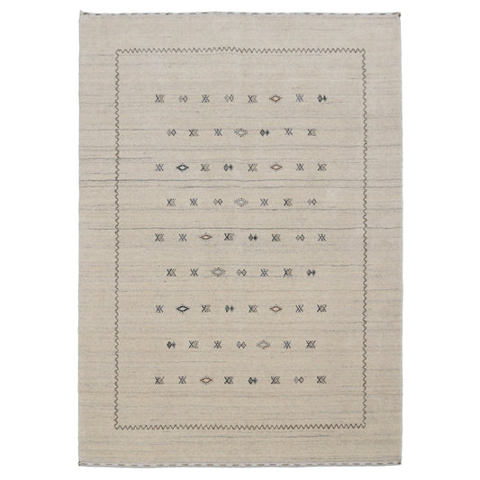 Modern Design Beige Hand Loomed Wool Area Rug.