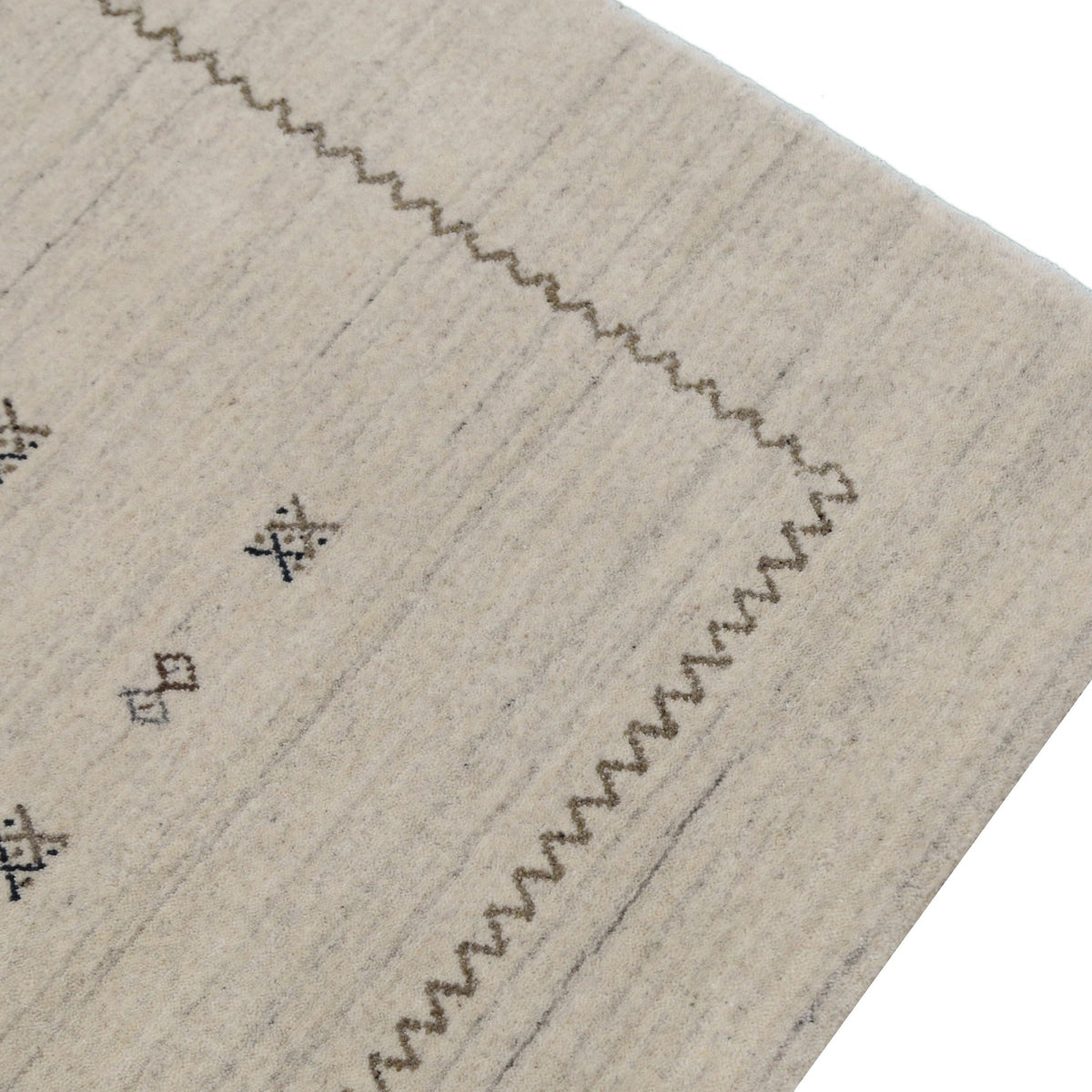 Modern Design Beige Hand Loomed Wool Area Rug.