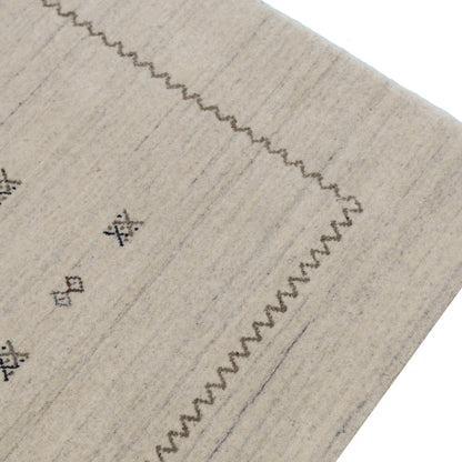 Modern Design Beige Hand Loomed Wool Area Rug.