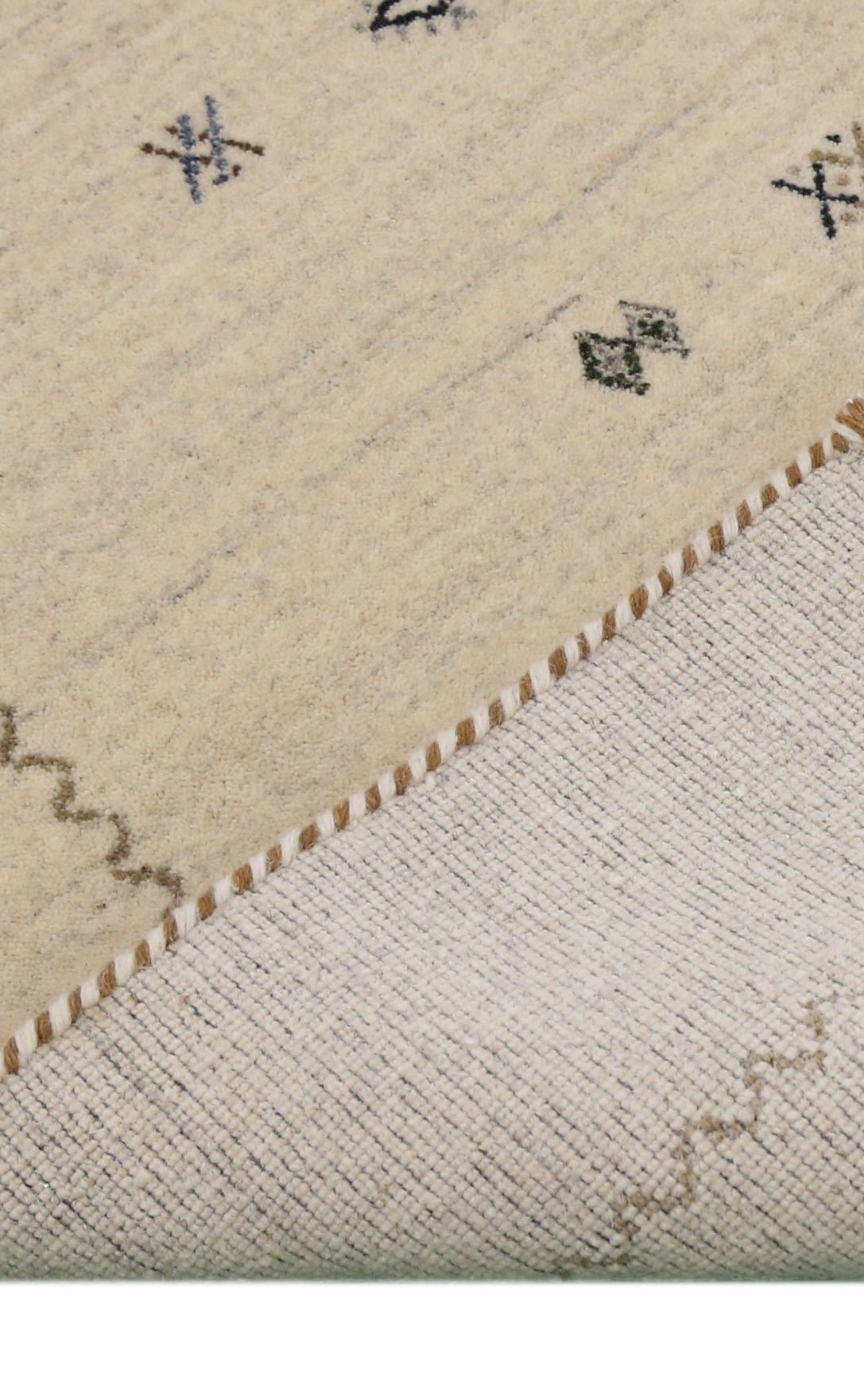 Modern Design Beige Hand Loomed Wool Area Rug.