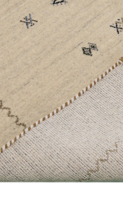 Modern Design Beige Hand Loomed Wool Area Rug.
