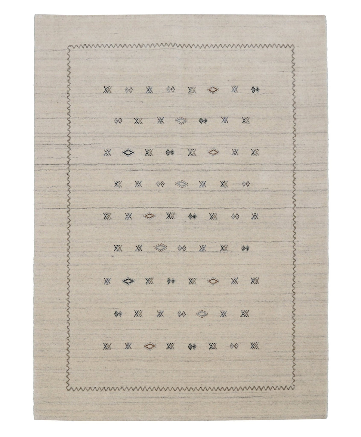 Modern Design Beige Hand Loomed Wool Area Rug.