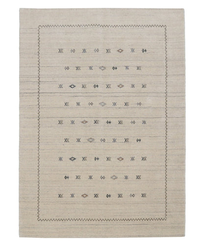 Modern Design Beige Hand Loomed Wool Area Rug.