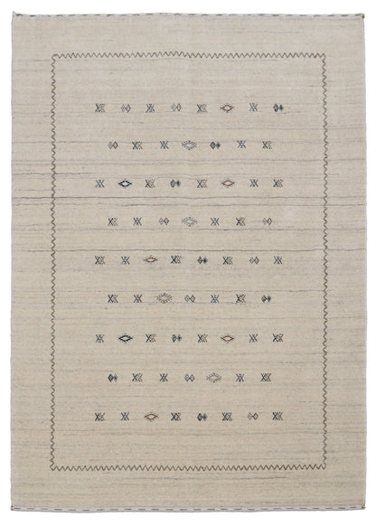 Modern Design Beige Hand Loomed Wool Area Rug.