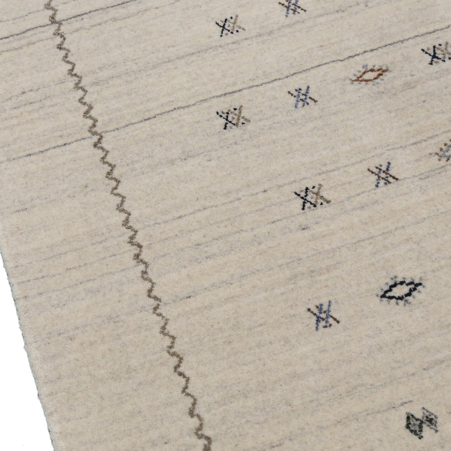 Modern Design Beige Hand Loomed Wool Area Rug.