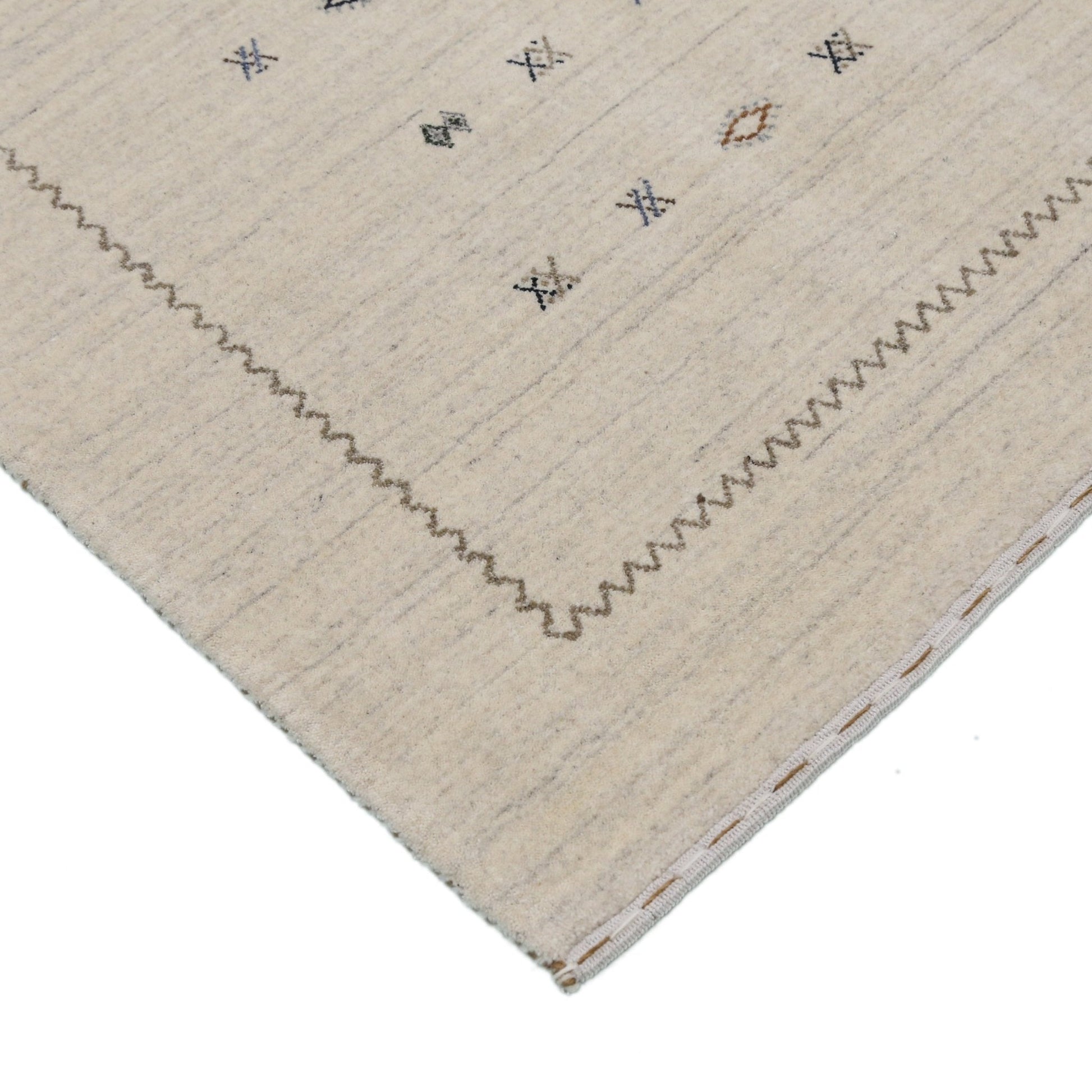 Modern Design Beige Hand Loomed Wool Area Rug.