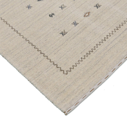 Modern Design Beige Hand Loomed Wool Area Rug.