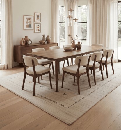 Modern Design Beige Hand Loomed Wool Area Rug.