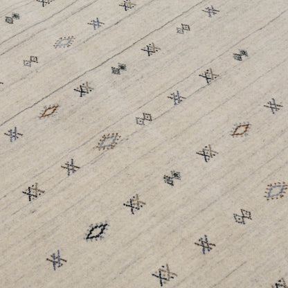 Modern Design Beige Hand Loomed Wool Area Rug.