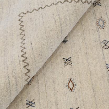 Modern Design Beige Hand Loomed Wool Area Rug.