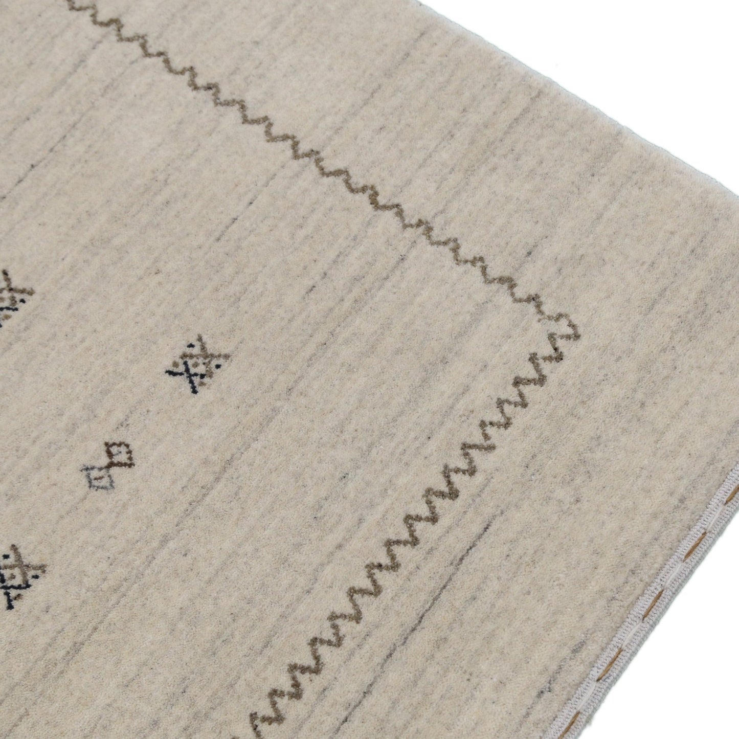 Modern Design Beige Hand Loomed Wool Area Rug.