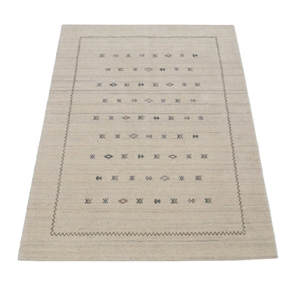 Modern Design Beige Hand Loomed Wool Area Rug.