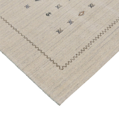 Modern Design Beige Hand Loomed Wool Area Rug.