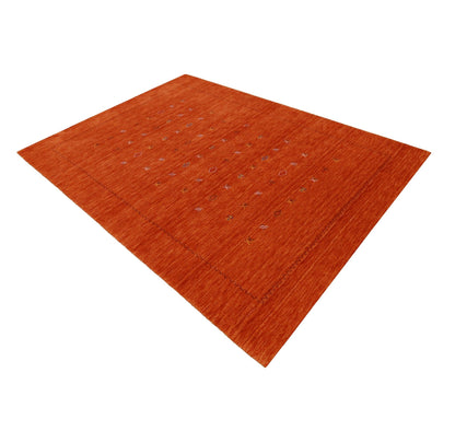 Modern Design Orange Hand Loomed Wool Area Rug.