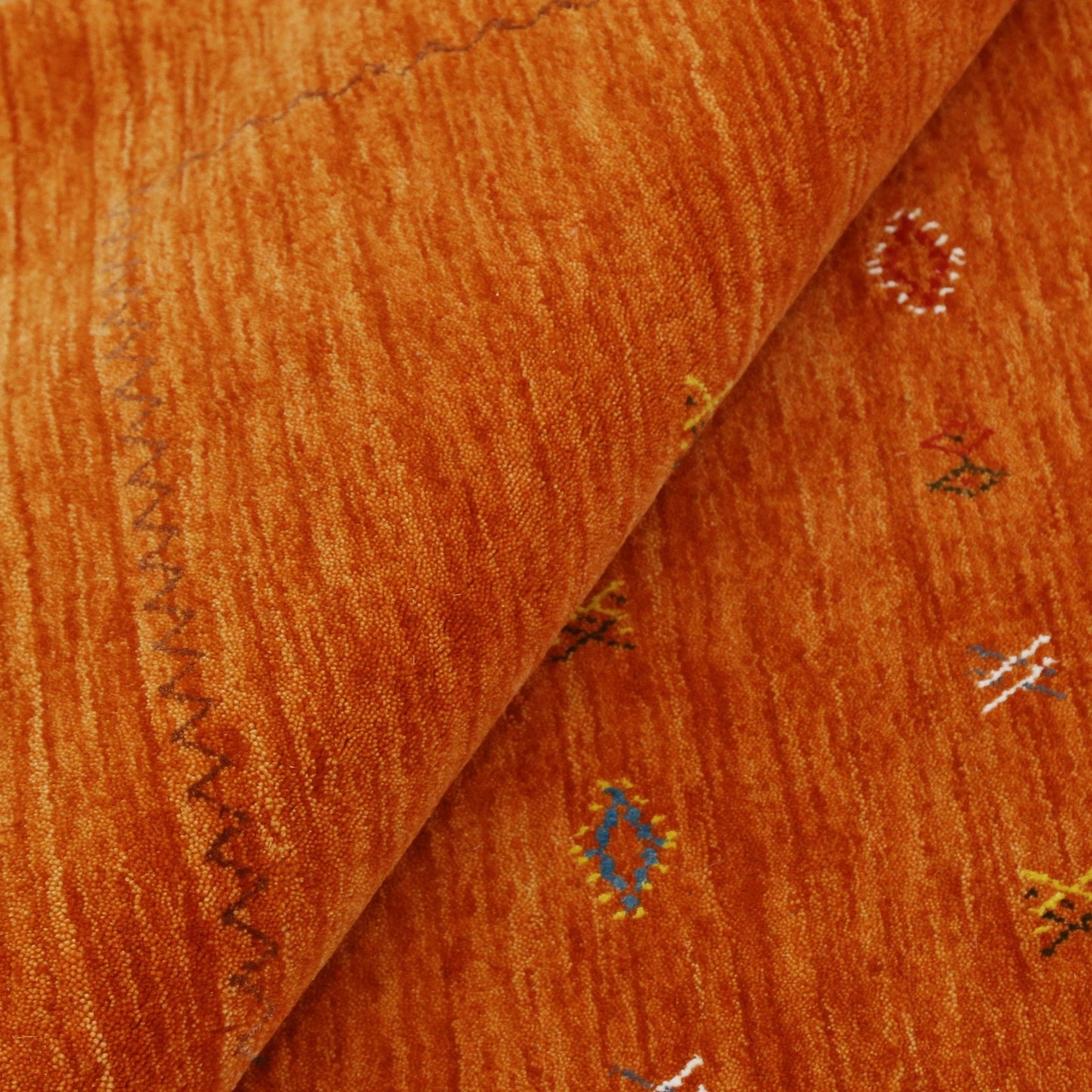 Modern Design Orange Hand Loomed Wool Area Rug.