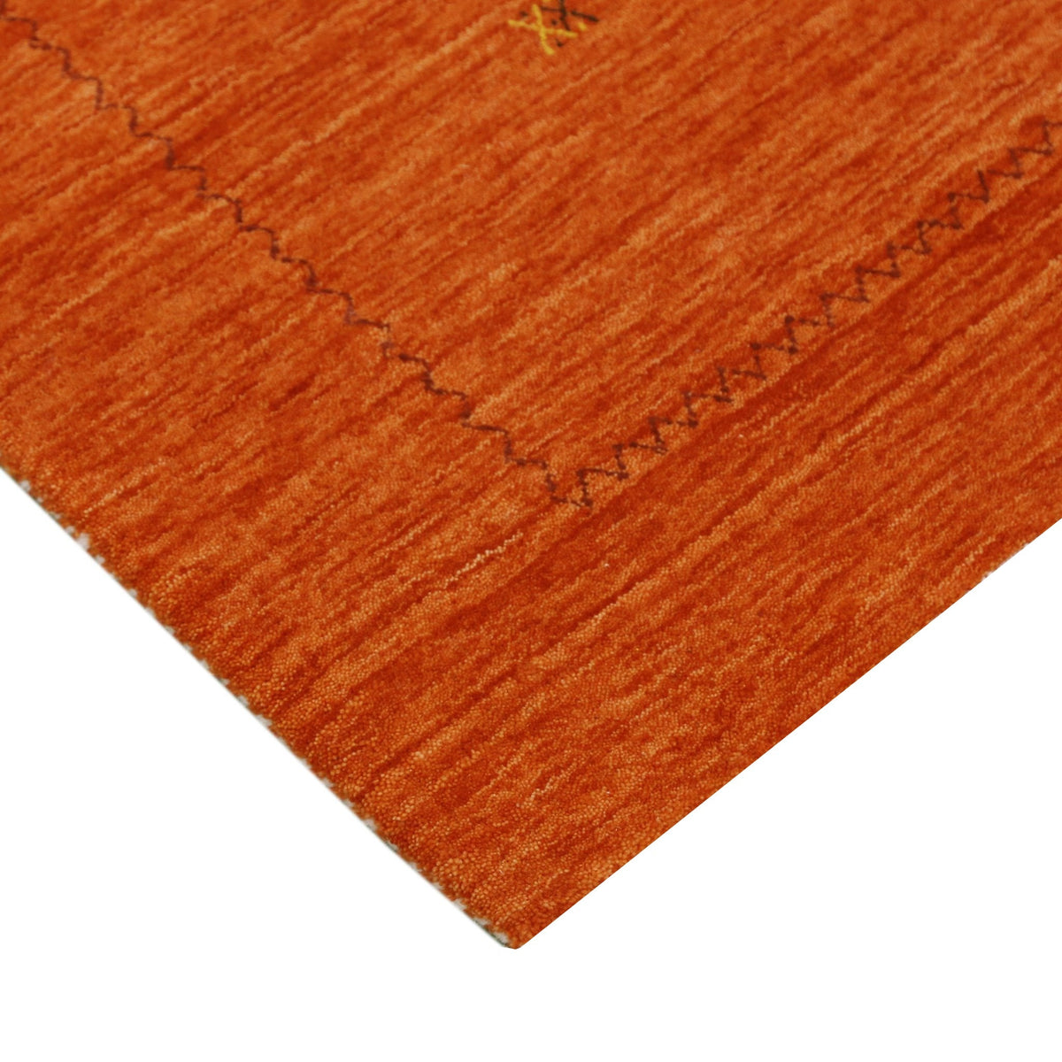 Modern Design Orange Hand Loomed Wool Area Rug.