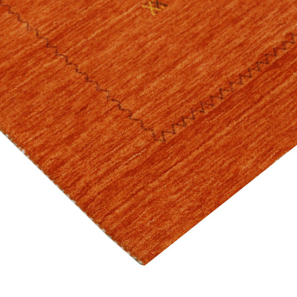 Modern Design Orange Hand Loomed Wool Area Rug.