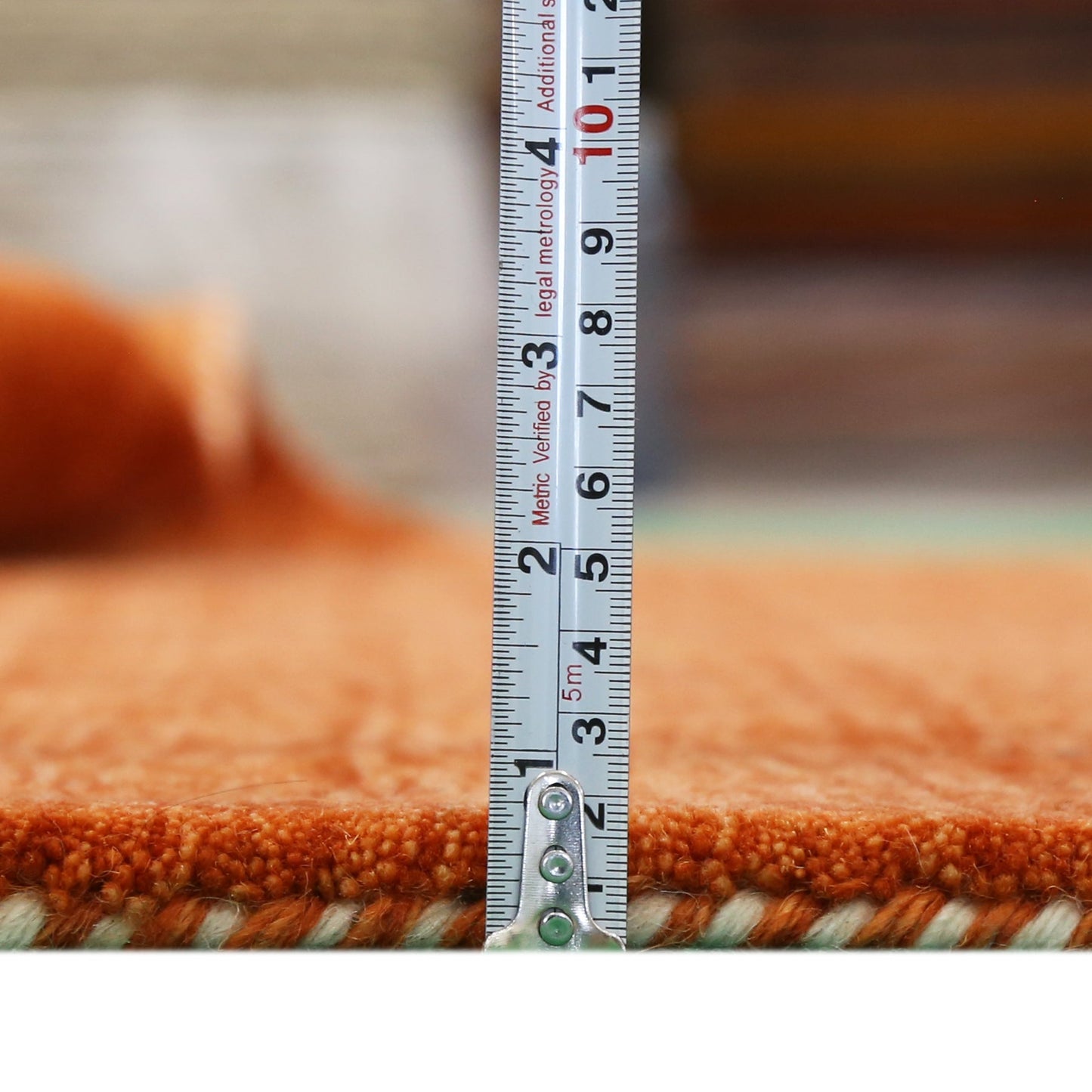 Modern Design Orange Hand Loomed Wool Area Rug.
