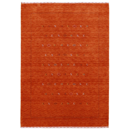 Modern Design Orange Hand Loomed Wool Area Rug.