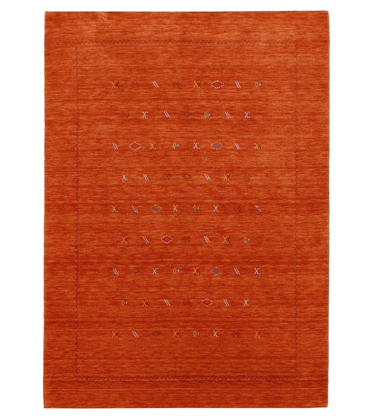 Modern Design Orange Hand Loomed Wool Area Rug.