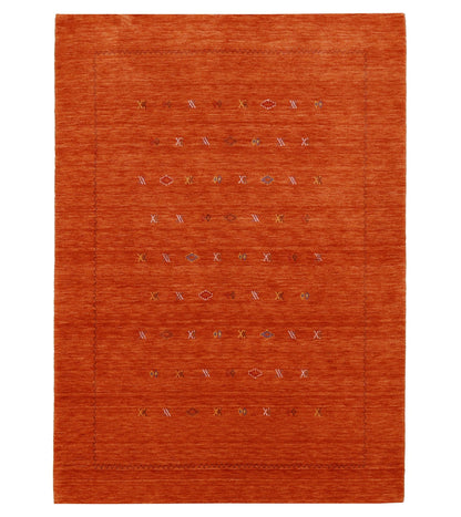 Modern Design Orange Hand Loomed Wool Area Rug.