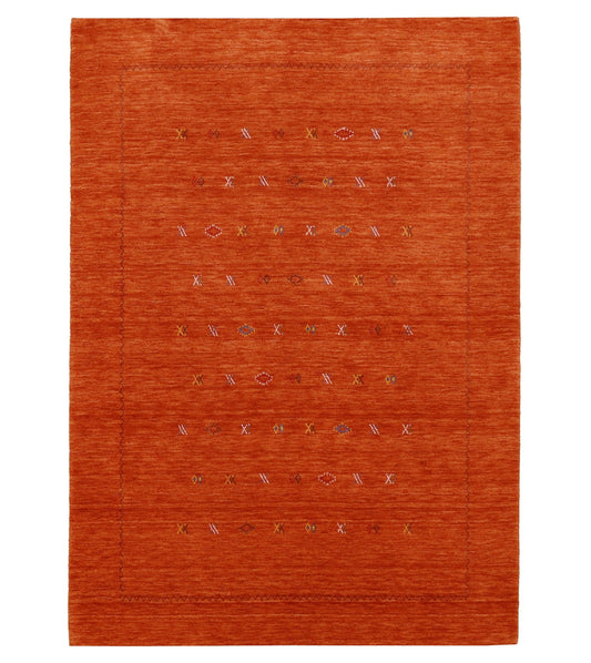 Modern Design Orange Hand Loomed Wool Area Rug.