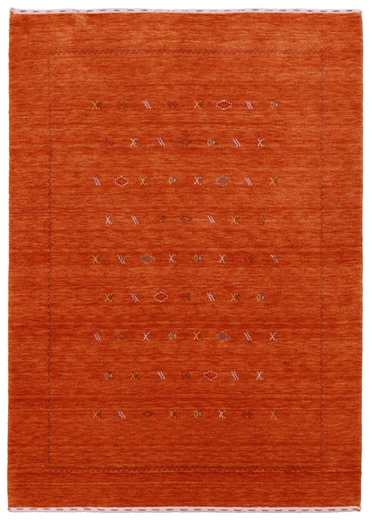 Modern Design Orange Hand Loomed Wool Area Rug.