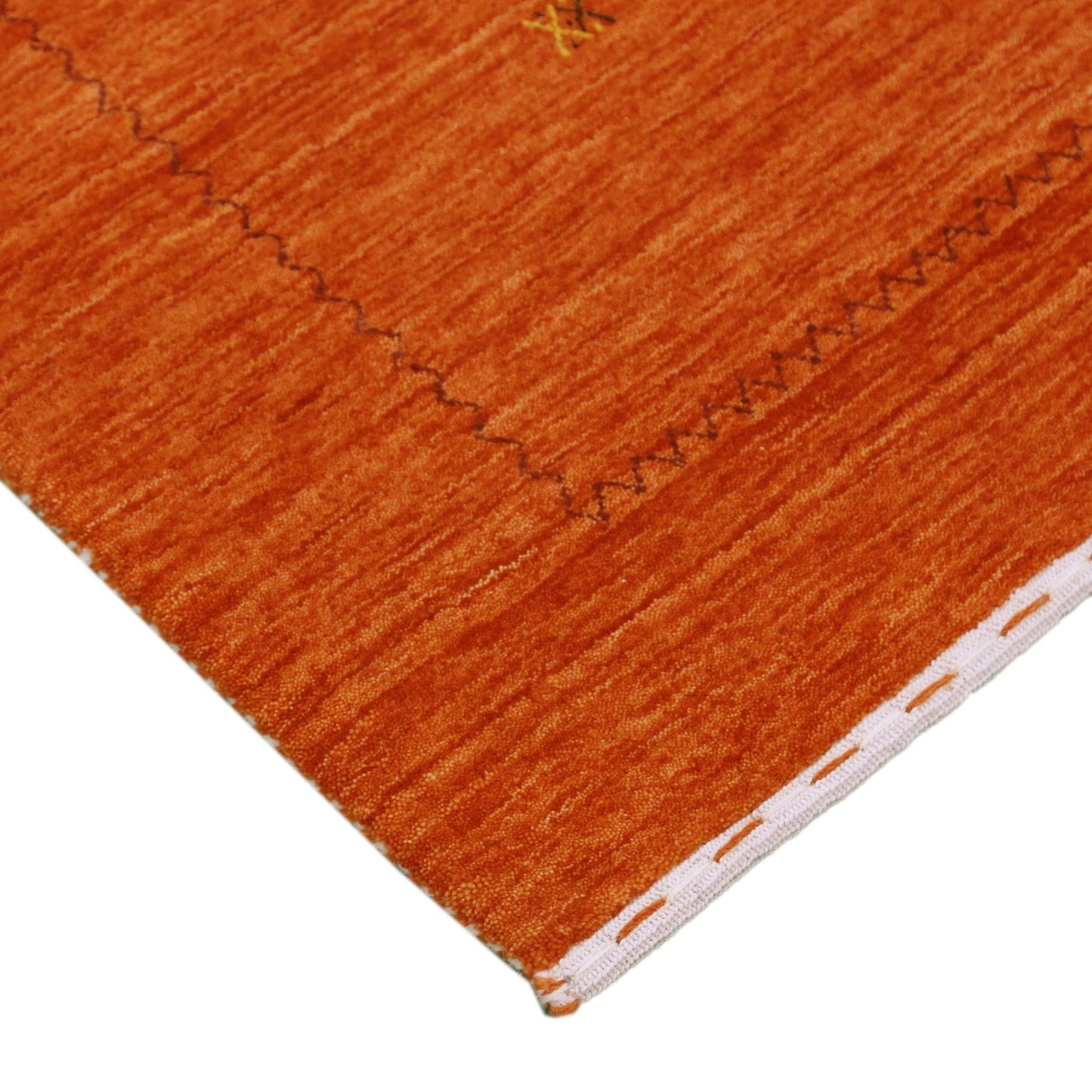 Modern Design Orange Hand Loomed Wool Area Rug.