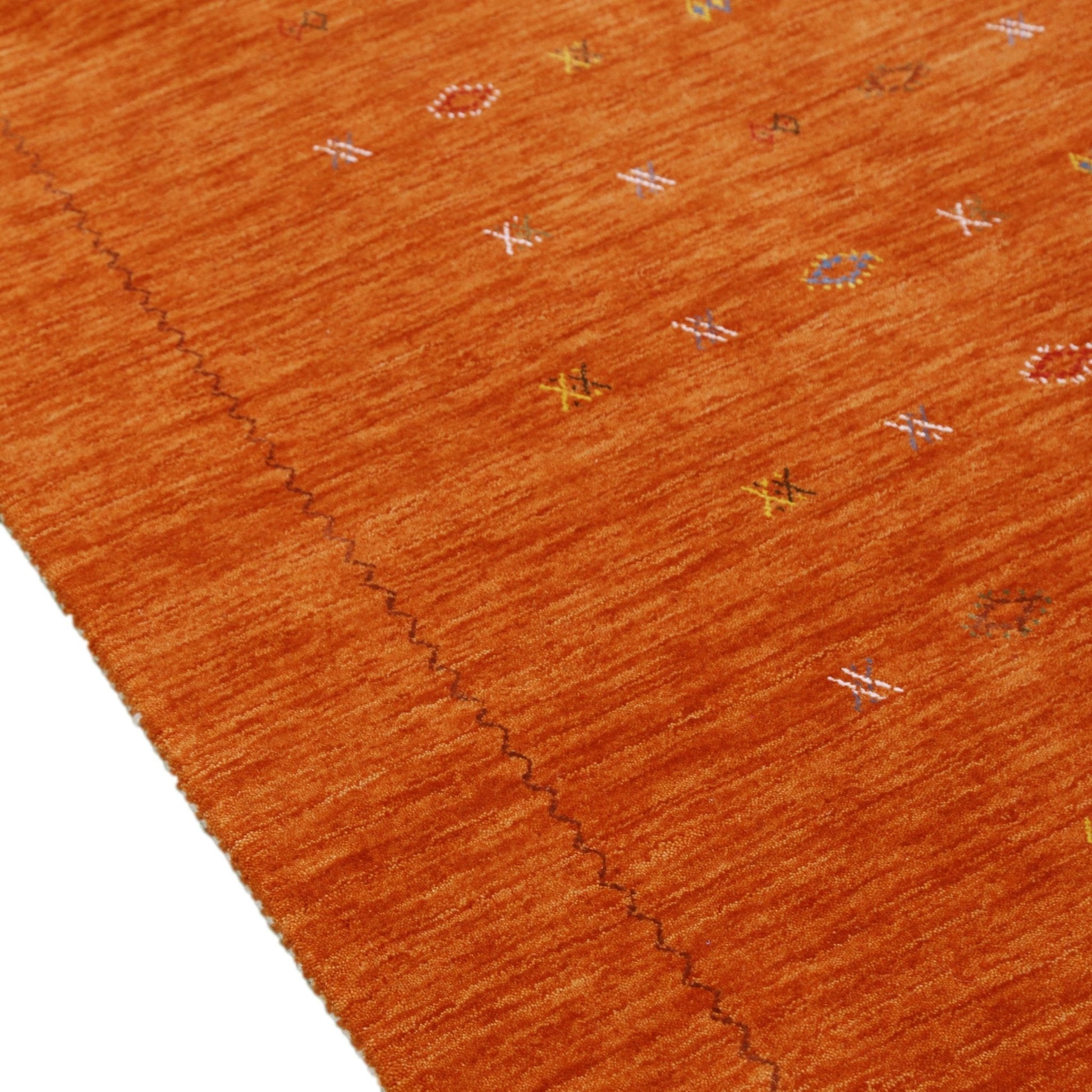 Modern Design Orange Hand Loomed Wool Area Rug.