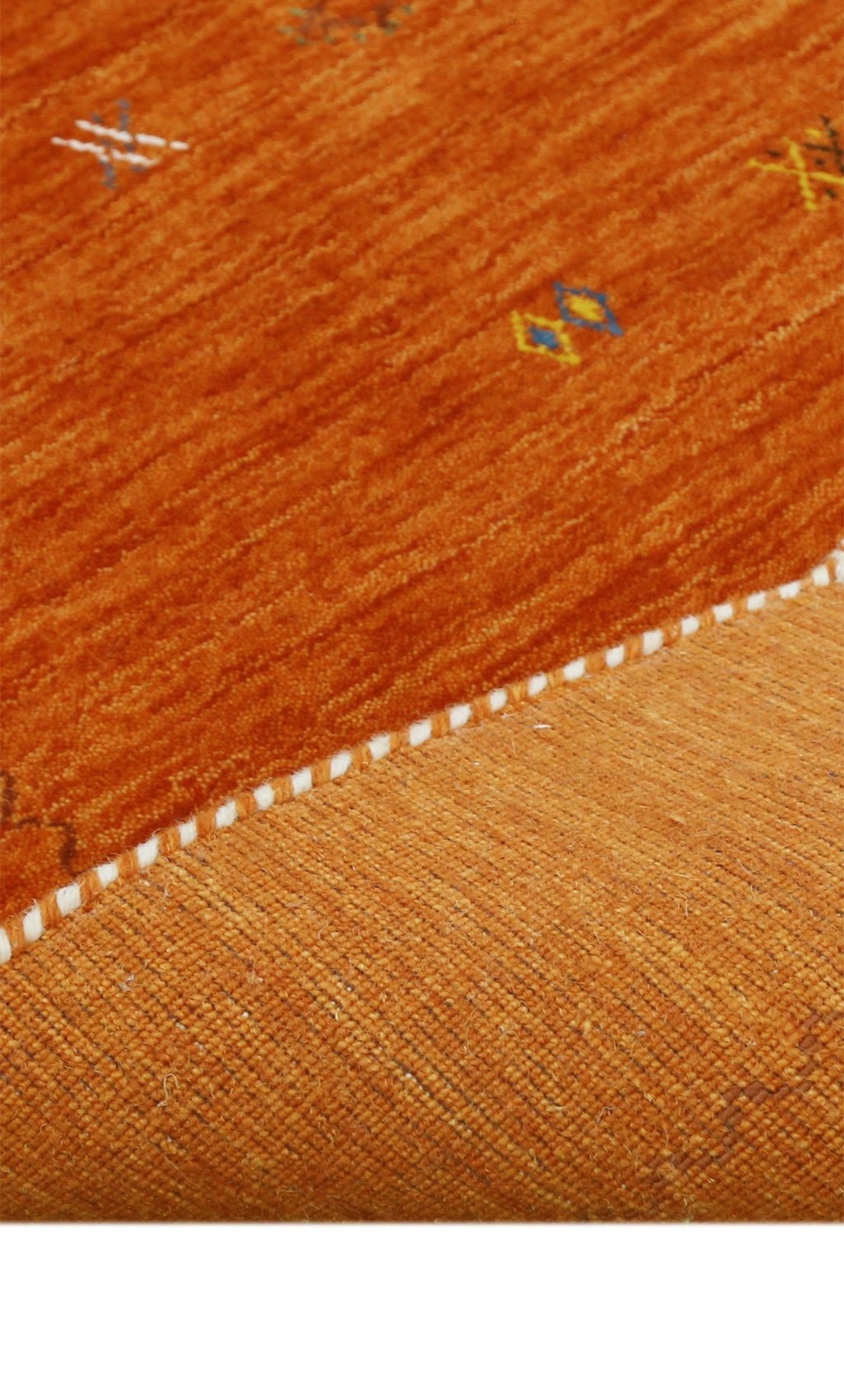 Modern Design Orange Hand Loomed Wool Area Rug.