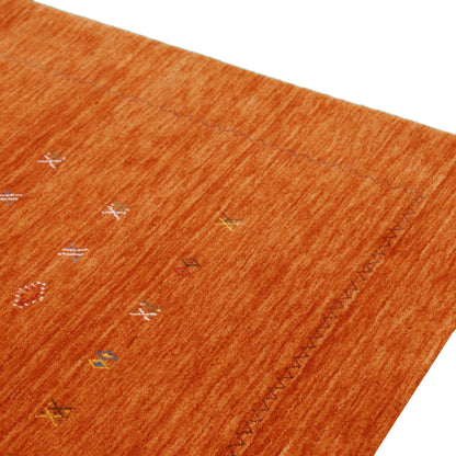 Modern Design Orange Hand Loomed Wool Area Rug.