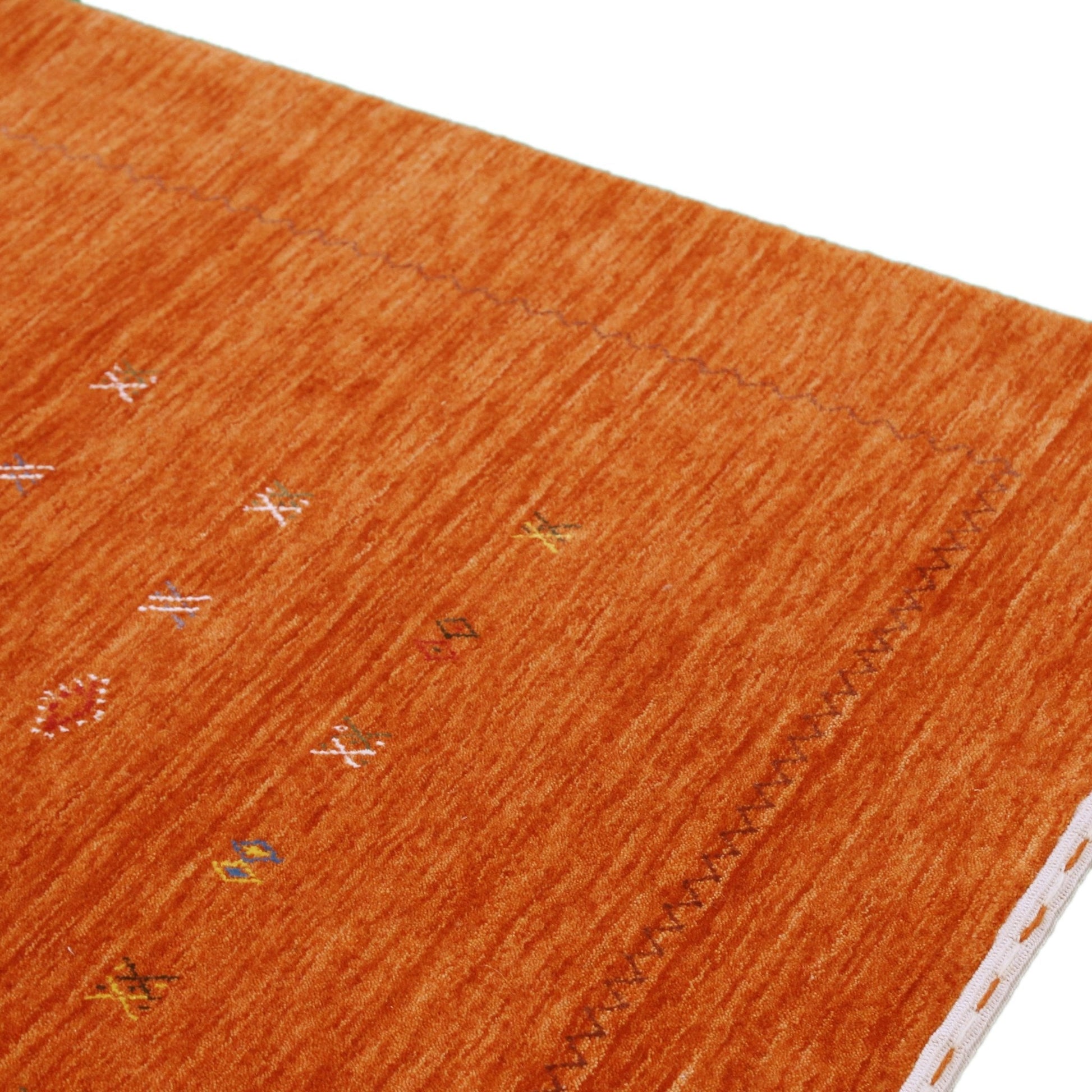 Modern Design Orange Hand Loomed Wool Area Rug.