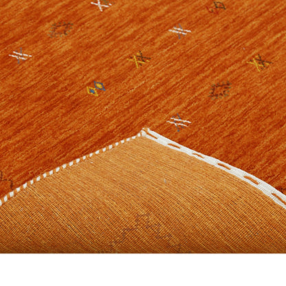 Modern Design Orange Hand Loomed Wool Area Rug.