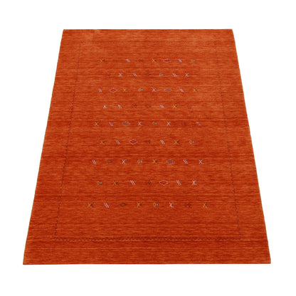 Modern Design Orange Hand Loomed Wool Area Rug.