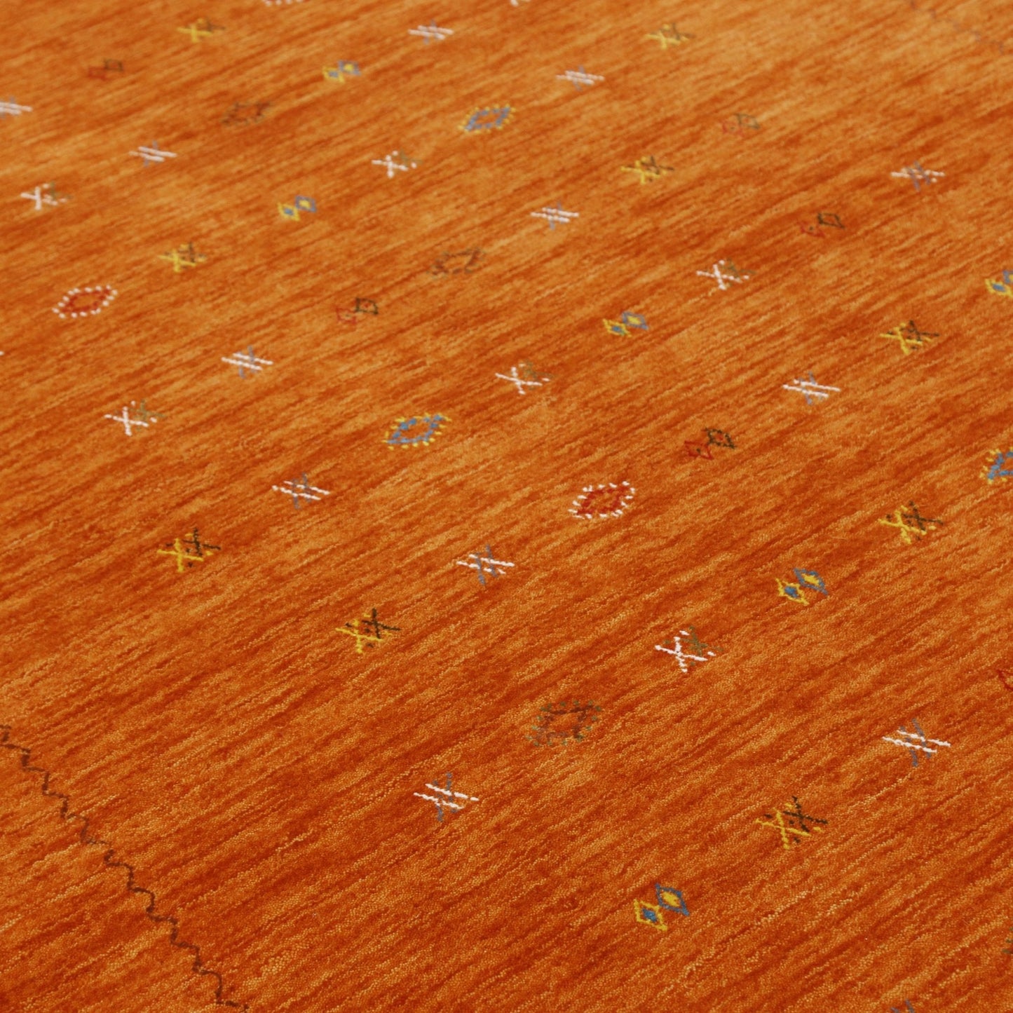 Modern Design Orange Hand Loomed Wool Area Rug.