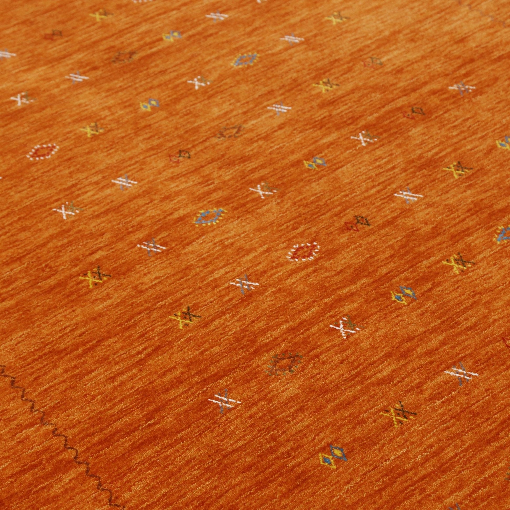 Modern Design Orange Hand Loomed Wool Area Rug.