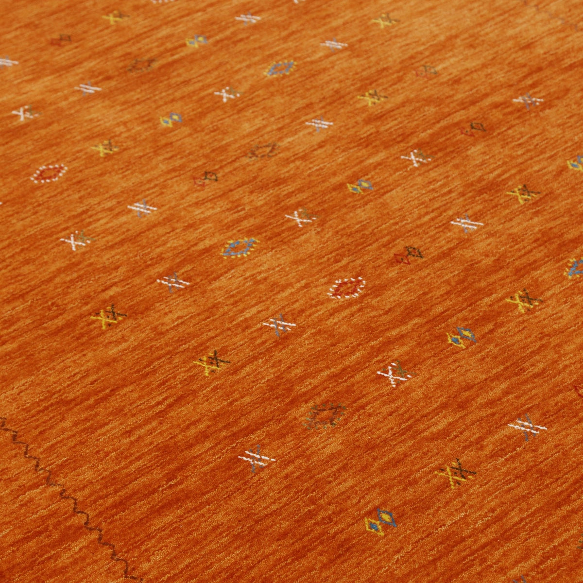 Modern Design Orange Hand Loomed Wool Area Rug.