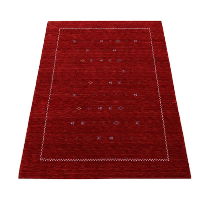 Modern Design Red Hand Loomed Wool Area Rug.