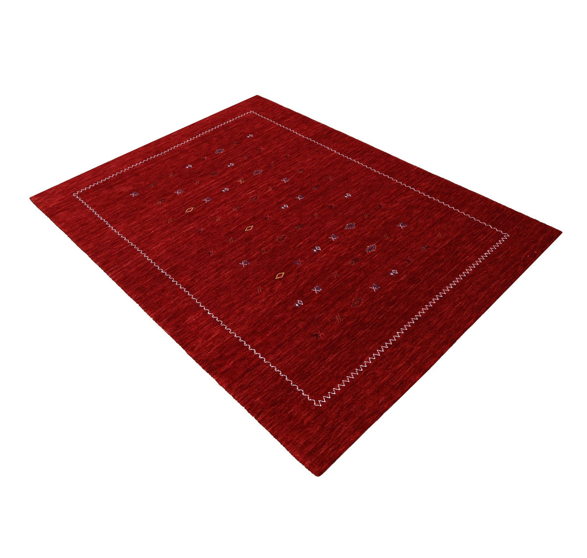 Modern Design Red Hand Loomed Wool Area Rug.