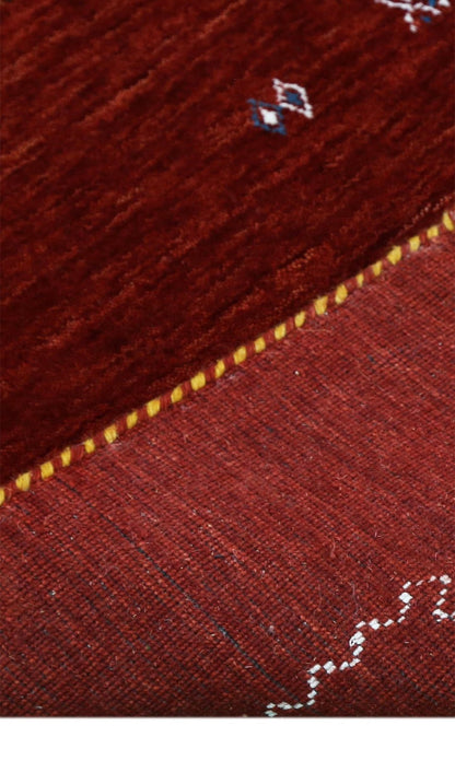 Modern Design Red Hand Loomed Wool Area Rug.