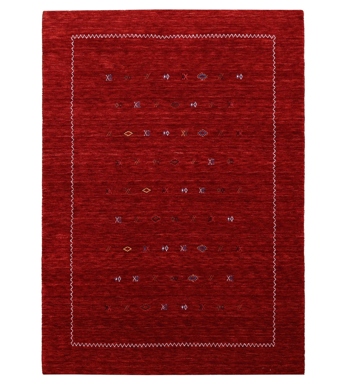 Modern Design Red Hand Loomed Wool Area Rug.