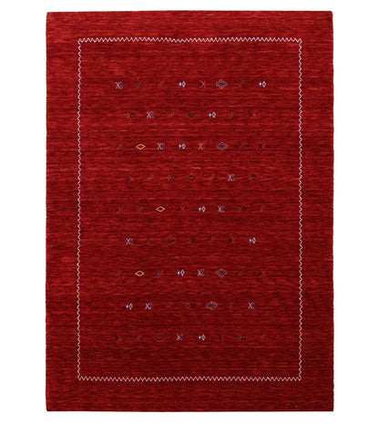 Modern Design Red Hand Loomed Wool Area Rug.