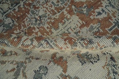 Distressed Traditional Turkish Brown And Charcoal Hand Knotted Wool Area Rug.