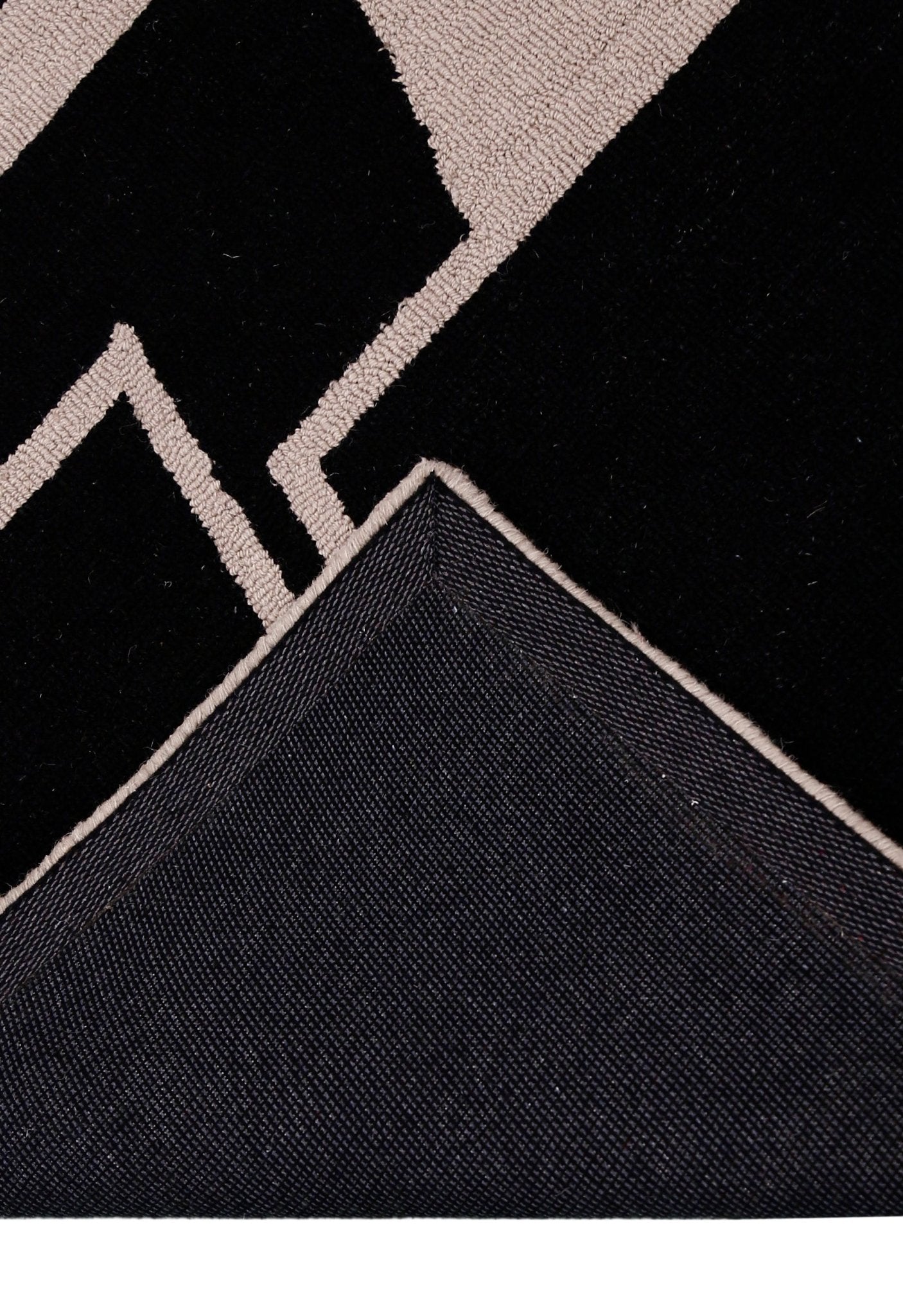 Modern Geometrical Black Hand Tufted Wool Area Rug